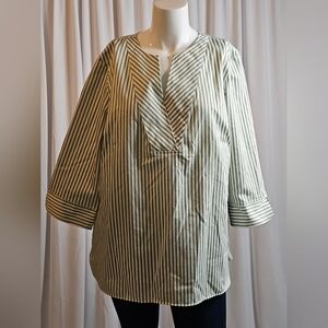 Foxcroft Sage Striped Non-Iron Tunic sz 20W
